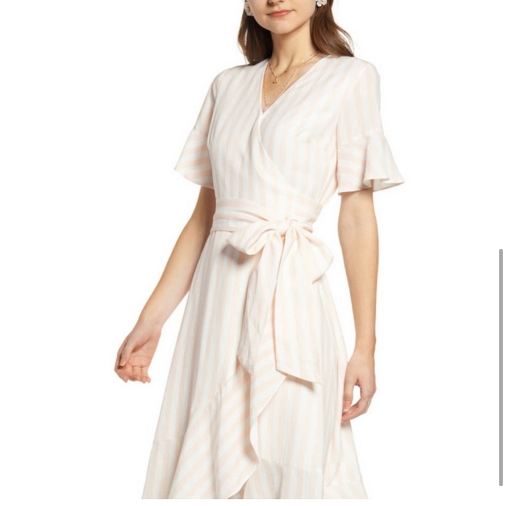 Rachel Parcell Pale Pink and White Striped Midi Dress